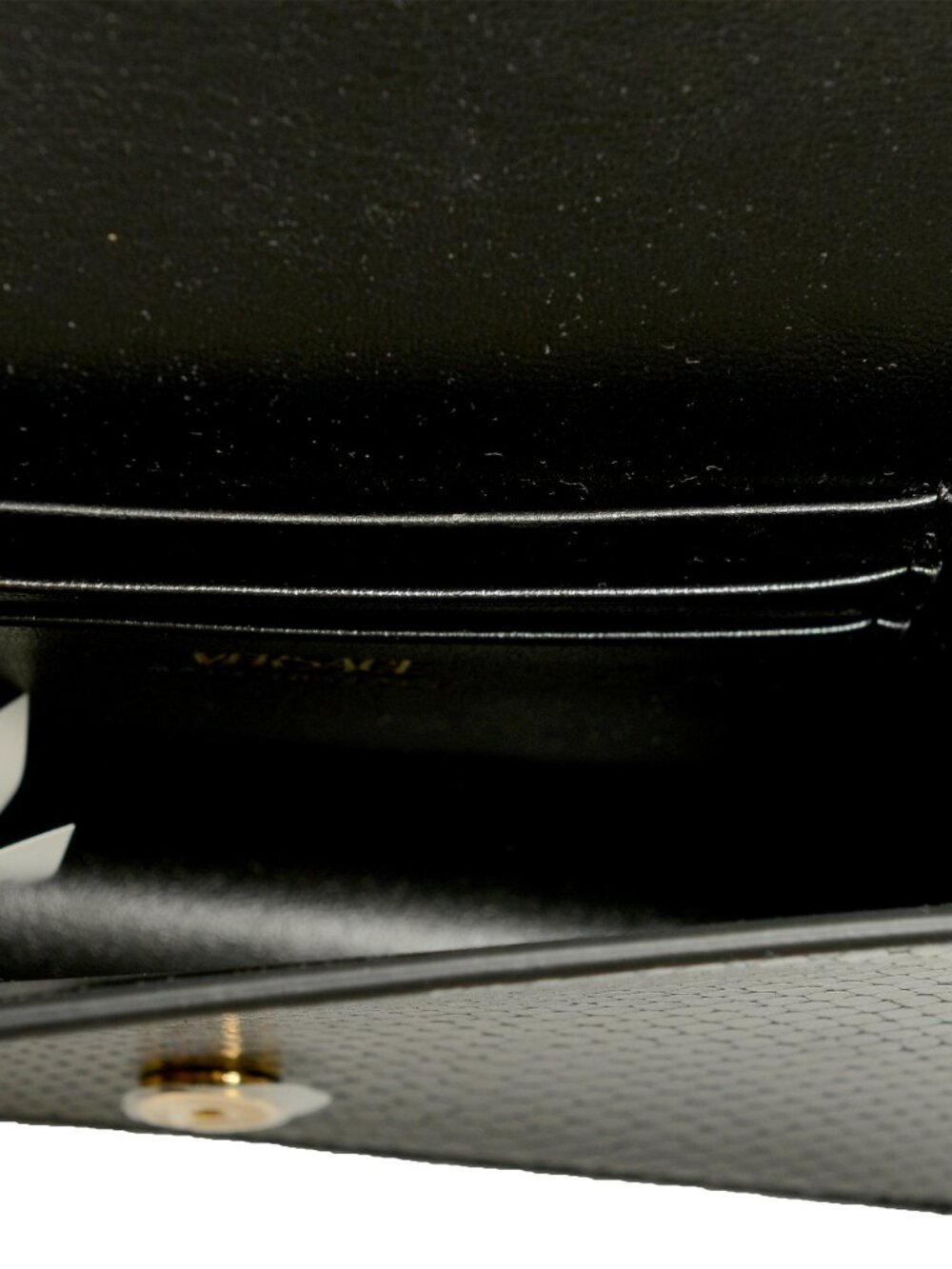 Versace Black 100%Leather Snake Skin Print Gold Medusa Chain Clutch Shoulder Bag - Picture 6 of 8